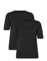 URBAN QUEST - 2-Pack Women Bamboo Shortsleeved T-Shirt Slim Fit - Marškinėliai trumpomis rankovėmis - Juoda
