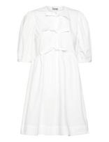 Ganni - Cotton Poplin Tie String Mini Dress - Trumpa suknelė - Balta