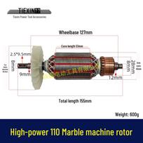 High-Power 110 Stone Cutting Machine Rotor with All-Copper Wire Motor (Model 02072)
