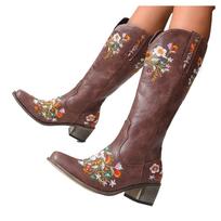 Thigh High Boots For Women Flat Tan Chunky Zipper Side Knee Slouchy High Heel Boots Toe Women's  Lug Sole Knee High Boots 37 ruda