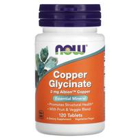 NOW FOODS Copper Glycinate 3mg, 120 Tablets