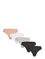 Organic Basics - Core Thong 5-Pack - Stringai - Marga / raštuota