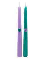 Anna + Nina - Tough Love Green/Purple Candle Set Of 2 - Žvakė - Marga / raštuota
