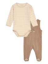 Fixoni - Body Ls W.velour Romper - Bodžių rinkinys - Smėlio