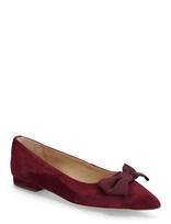 Lauren Ralph Lauren - Londyn Bow-Trim Suede Ballet Flat - Balerinos bateliai - Raudona