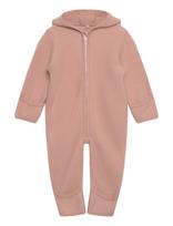 Huttelihut - Pram Suit Ears Wool Fleece - Flisinis kombinezonas - Rožinė