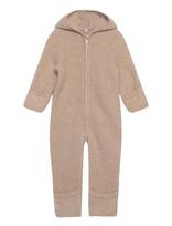 Huttelihut - Pram Suit Ears Wool Fleece - Flisinis kombinezonas - Smėlio