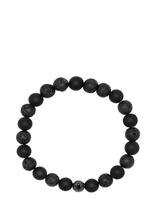 Nialaya - Men's Wristband With Lava Stone, Matte Onyx And Black Logo Ball - Apyrankė - Juoda