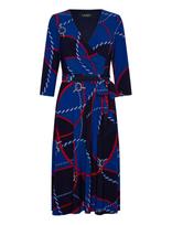 Lauren Ralph Lauren - Rope-Print Surplice Stretch Jersey Dress - Iki kelių ir midi suknelės - Mėlyna