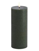 UYUNI Lighting - Led Pillar Candle, Olive Green, Rustic, 7,8X20,3 Cm - Vaškinė žvakė - Žalia