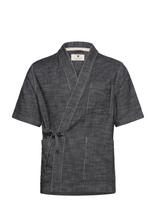 Anerkjendt - Akjesper Twill S/S Kimono - Viršutiniai marškinėliai - Juoda