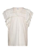 Lindex - Blouse Short Sleeve With Floun - Palaidinės ir tunikos - Balta