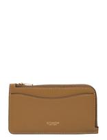 Coach - Refined Calf Leather New York Zip Card Case - Piniginė - Ruda