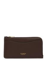 Coach - Refined Calf Leather New York Zip Card Case - Piniginė - Ruda