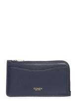 Coach - Refined Calf Leather New York Zip Card Case - Piniginė - Tamsiai mėlyna