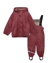 Mikk-line - Pu Rain Set W. Fleece/Susp. 104 - Lietaus drabužių komplektas - Burgundiška splava