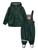 Mikk-line - Pu Rain Set W. Fleece/Susp. 104 - Lietaus drabužių komplektas - Žalia