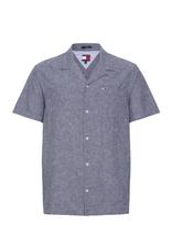 Tommy Jeans - Tjm Linen Blend Camp Ss Ext - Lininiai marškiniai - Tamsiai mėlyna