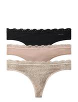 Calvin Klein - Thong 3Pk - Stringai - Smėlio