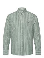Gant - Reg Cotton Linen Stripe Shirt - Lininiai marškiniai - Žalia