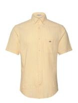 Gant - Reg Cotton Linen Stripe Ss Shirt - Lininiai marškiniai - Geltona