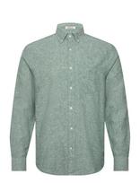 Gant - Reg Cotton Linen Shirt - Lininiai marškiniai - Žalia