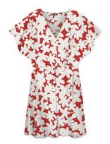 Vero Moda - Vmdicthe S/L V-Neck Short Dress Wvn Ga - Trumpa suknelė - Raudona