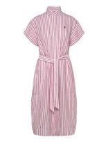 Polo Ralph Lauren - Striped Linen Short-Sleeve Shirtdress - Iki kelių ir midi suknelės - Raudona