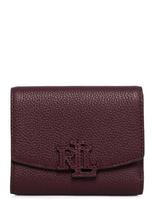 Lauren Ralph Lauren - Pebbled Leather-Cmryn Sm Flp-Wlt-Sm - Piniginė - Raudona