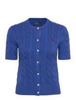 Polo Ralph Lauren - Cable-Knit Cotton Short-Sleeve Cardigan - Megztinis - Mėlyna