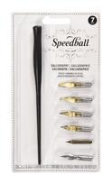 Speedball Pen Holder Nibs Pen Tips Set Black Calligraphy Pen Set (1), (4), (2) - 7-Piece - juoda