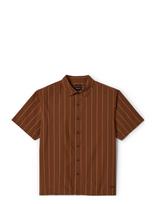 Brixton - Cru Stripe S/S Wvn - Marškiniai trumpomis rankovėmis - Oranžinė