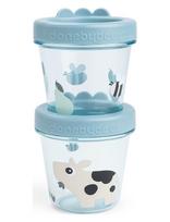Done By Deer - Baby Food Container 2-Pack Tiny Farm Blue - Kūdikių maisto indelis - Mėlyna