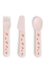 Done By Deer - Foodie Cutlery Set Tiny Farm Powder - Kūdikių vakarienės rinkiniai - Rožinė