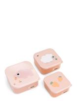 Done By Deer - Snack Box Set 3 Pcs Tiny Farm Powder - Pietų dėžutė - Rožinė