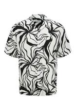 Jack & Jones - Jjjeff Monochrome Resort Shirt Ss - Marškiniai trumpomis rankovėmis - Juoda