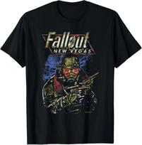 Fallout New Vegas Ranger Vintage Distressed Video Game 100% Cotton T-shirt Mens Tees Top S įvairiaspalvis