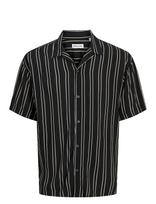 Jack & Jones - Jjejeff Stripe Resort Shirt Ss Sn - Marškiniai trumpomis rankovėmis - Juoda