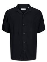 Jack & Jones - Jjejeff Solid Resort Shirt S/S Sn - Marškiniai trumpomis rankovėmis - Juoda