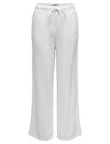 ONLY - Onlsiesta Mw Pull-Up Linen Bl Pnt Noos - Lininės kelnės - Balta