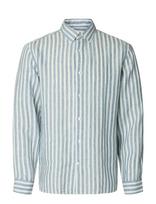 Selected - Slhregkylian Linen Ls Shirt - Lininiai marškiniai - Mėlyna