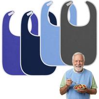 Adult Bibs for Elderly Washable,Soft Dining Bib Reusable Clothing Protectors for Men Women Seniors Disabled Eating 4