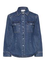 Malina - Anthea Fitted Waist Denim Shirt - Džinsiniai marškiniai - Mėlyna