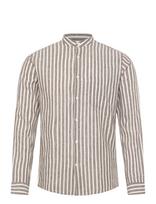Lindbergh - Wide Striped Cotton/Linen Shirt L/S - Lininiai marškiniai - Marga / raštuota