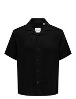 ONLY & SONS - Onskari Resort Ss Shirt Visc Lin 0075 Cs - Marškiniai trumpomis rankovėmis - Juoda