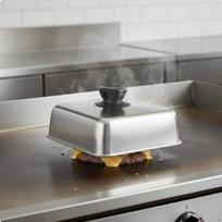 Square Burger Cover Cooks Evenly Cheese Melting Dome Rust Resistant Basting for BBQ 16-16-5cm Round Handle