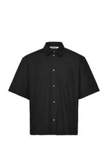 Weekday - Boxy Short-Sleeved Cotton Shirt - Marškiniai trumpomis rankovėmis - Juoda