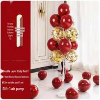 Pomegranate Red & Gold Balloon Stand with Lights for Parties & Events
