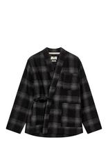 Anerkjendt - Akjesper Wool Check Kimono - Viršutiniai marškinėliai - Juoda