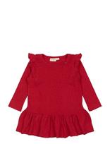 Petit Piao - Dress L/S Frill Modal Heart - Suknelė ilgomis rankovėmis - Raudona